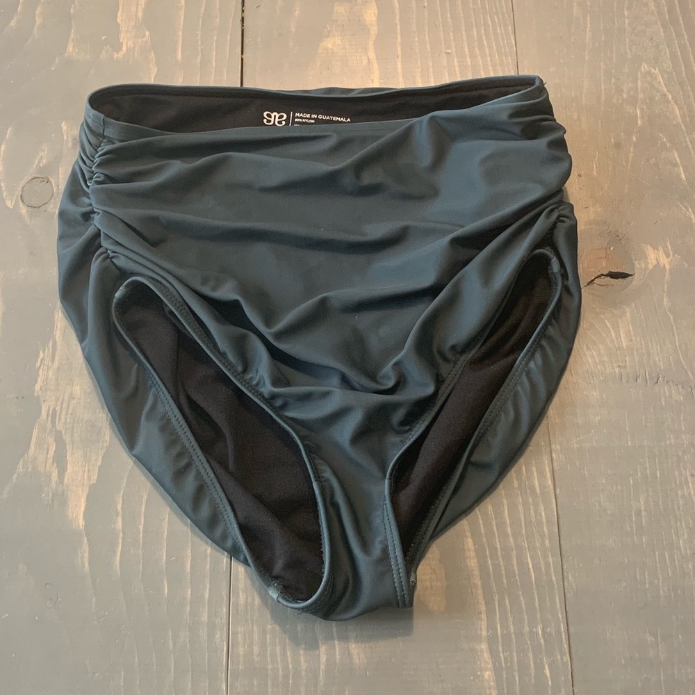 Albion Fit steel blue ruched high-waisted bottoms